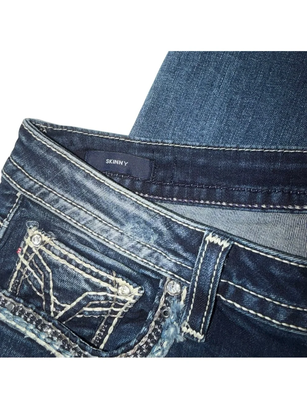 Vigoss Women’s Distressed Mid Blue Bootcut Jeans